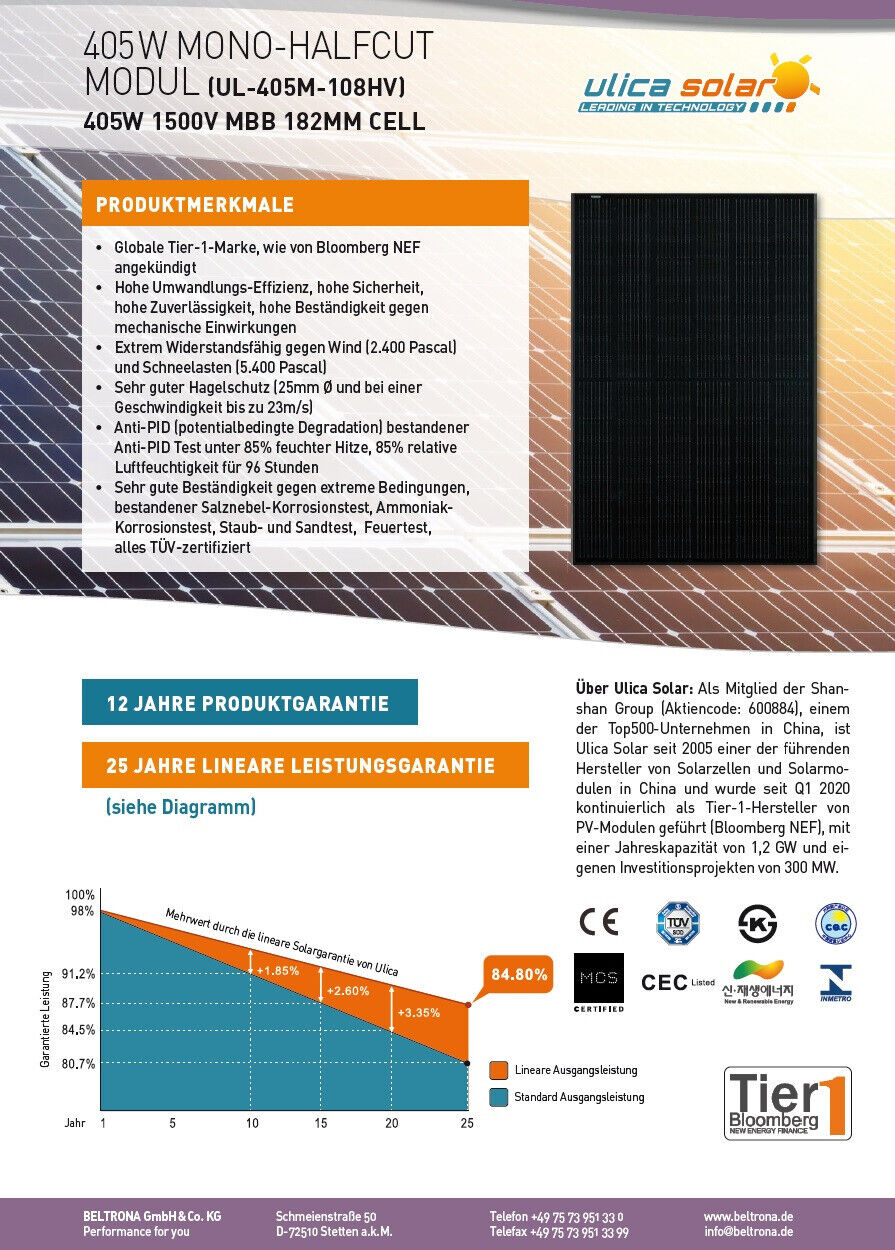 15,4KW PV Solar Anlage 10.24 KWh Speicher 3Phasen Hybrid Wechselrichter Jolywood FullBlack