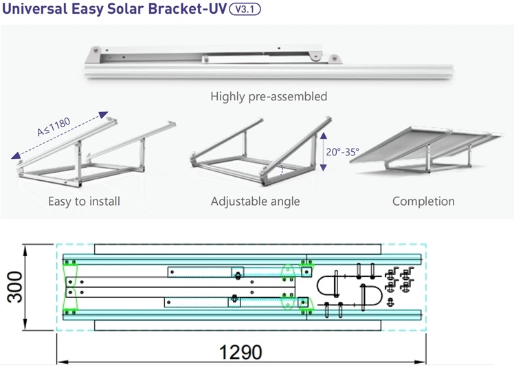 Universelle Solarhalterung (Flachdach, Wand, Balkon, Garten etc.)